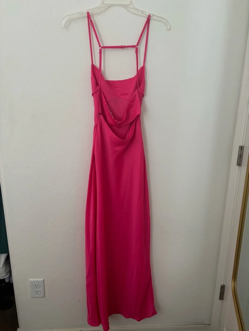 Thirty Thirty XS Hot Pink Satin Maxi Dress Open Back Slip Gown - Picture 2 of 8